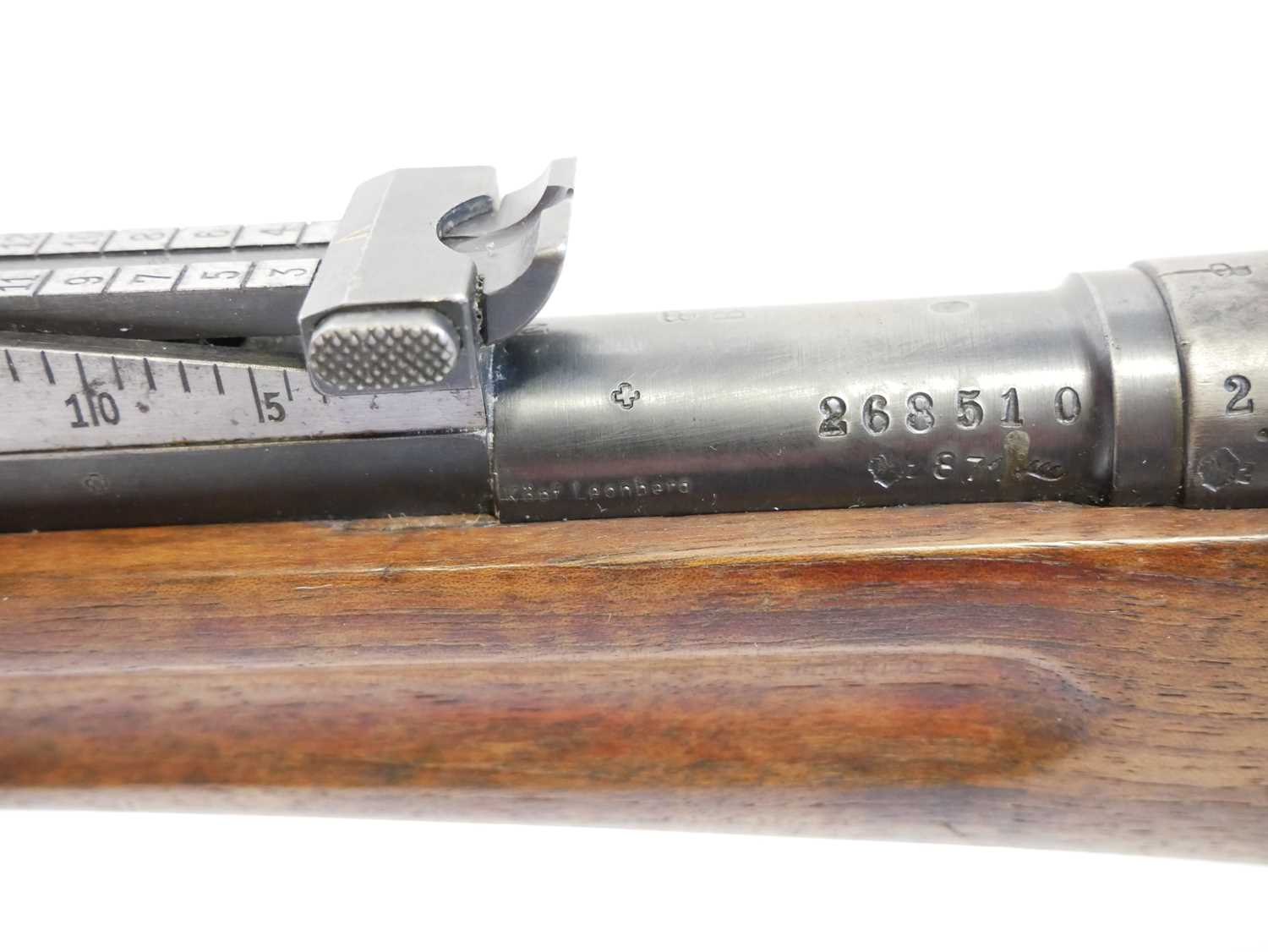 Schmidt Rubin 1896 7.5mm straight pull rifle, matching serial numbers 268510 to barrel, receiver, - Image 12 of 15
