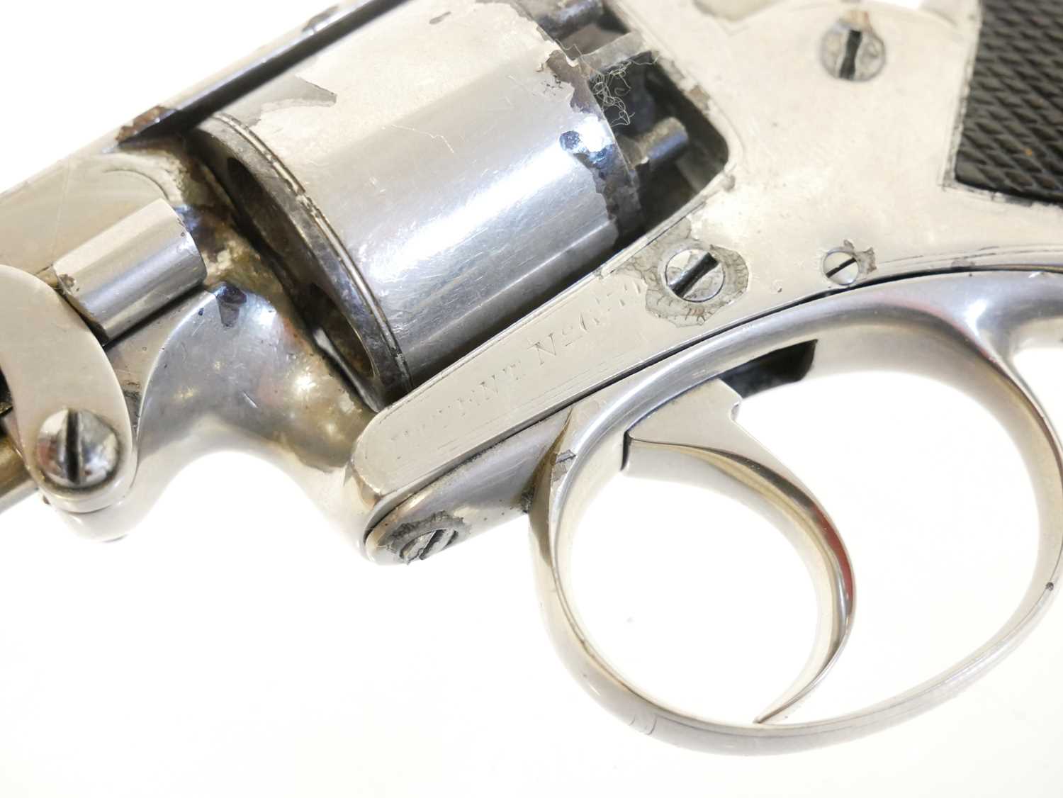 Webley 120 bore percussion revolver, fully nickel plated and retailed by Braddell and Son Belfast, - Image 6 of 9