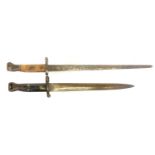 Two bayonets, to include a first pattern 1888 Lee Metford bayonet, with three rivet grip, also a