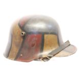 German WWI M16 helmet, with leather liner, the originality of the turtle shell paintwork and Machine