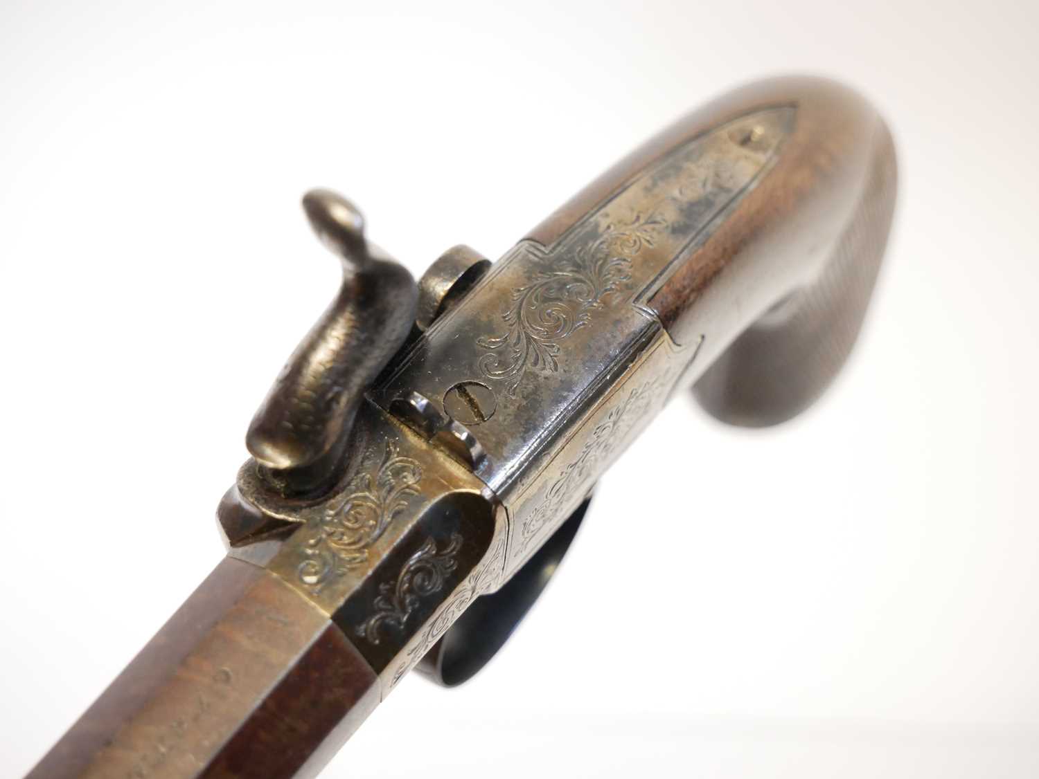 Gurney of London 34 bore percussion pistol, with 4 inch Damascus octagonal barrel with underside - Image 13 of 13