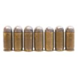 Seven rare inert British .455 Mk I cartridges for Webley or Colt pistols.