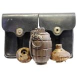 Inert WWI No.5 Mk1 Mills bomb / hand grenade, the base with 11/16 date and Munitions and Light