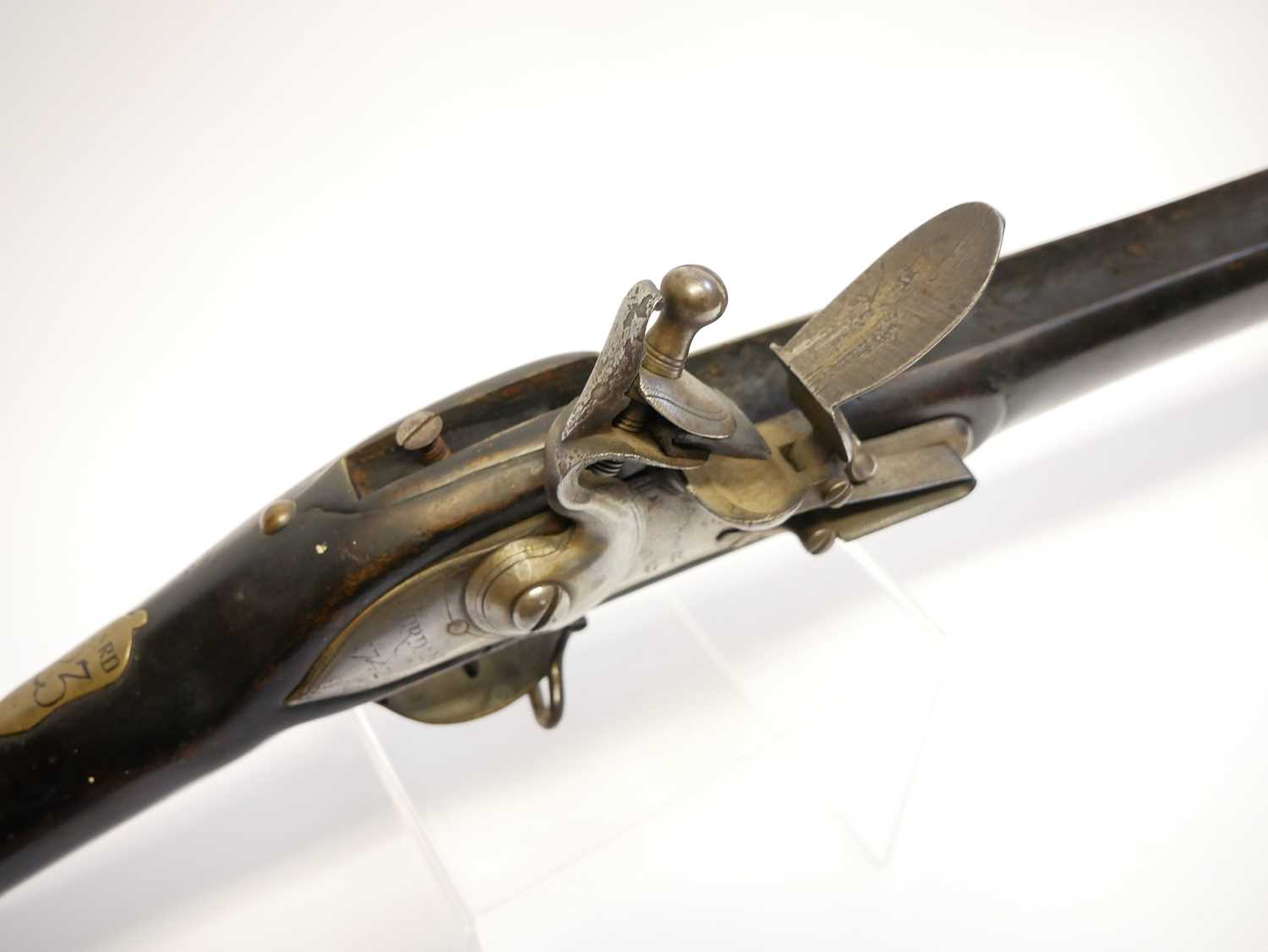 The stock and action of a reproduction long land Brown Bess musket, the lock signed Jordan 1742 - Image 12 of 13