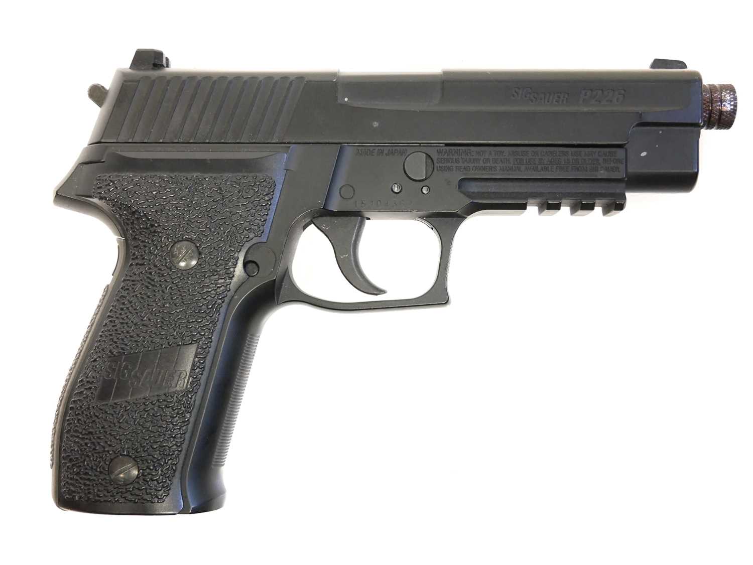 Sig Sauer P226 .177 blowback air pistol serial number 15J04362, with one double-end rotary magazine.