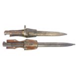 Austrian / Hungarian M.1888 bayonet and scabbard and frog, numbered 6073 to the pommel, also a