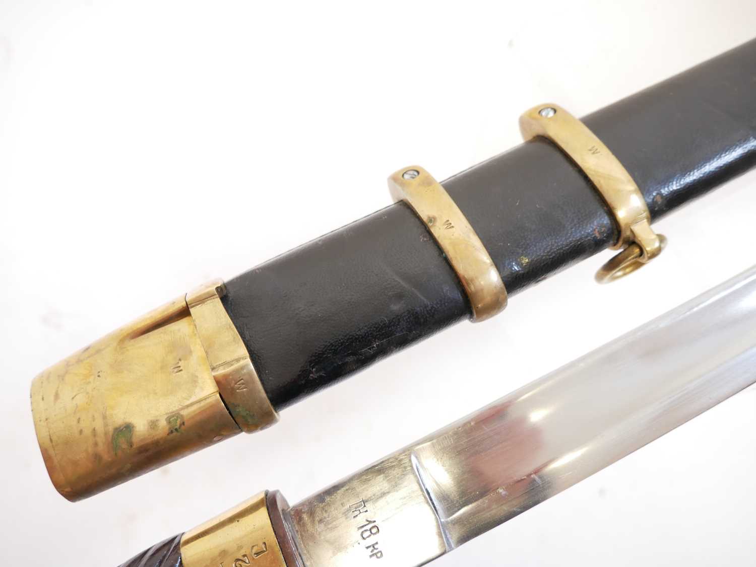 Reproduction copy of a Russian Cossak Shaska sword and scabbard. Buyer must be over the age of 18. - Image 6 of 9