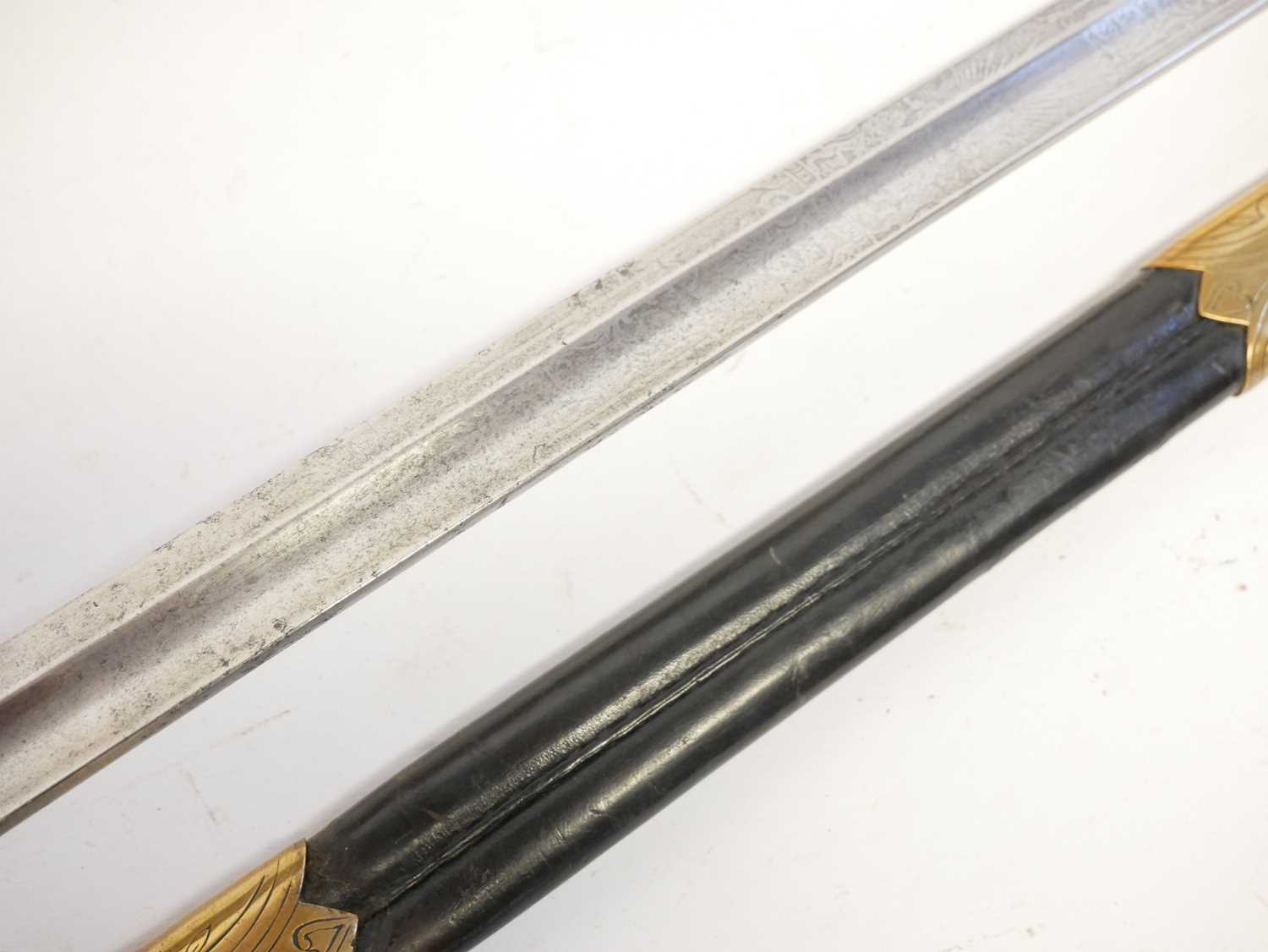 Royal Navy Petty Officer's sword, similar to an 1827 Naval sword but without the lion head pommel, - Image 13 of 16