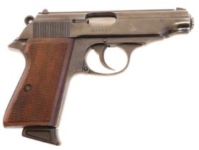 Deactivated Walther PP 7.65mm semi automatic pistol, serial number 398802, with one magazine.