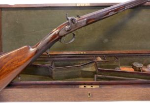 Cased 44 bore (.451) percussion park rifle by Edward Paton, serial number 1189, 30 inch browned