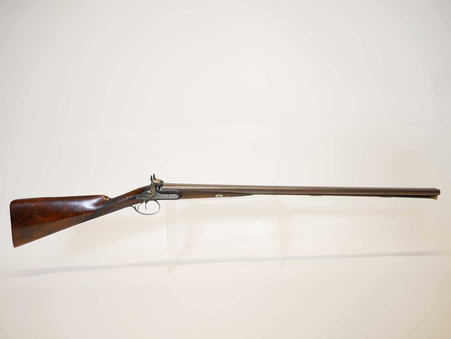 C. Moore of London percussion 18 bore side by side double barrel shotgun, 29.5 inch Damascus barrels - Image 2 of 15