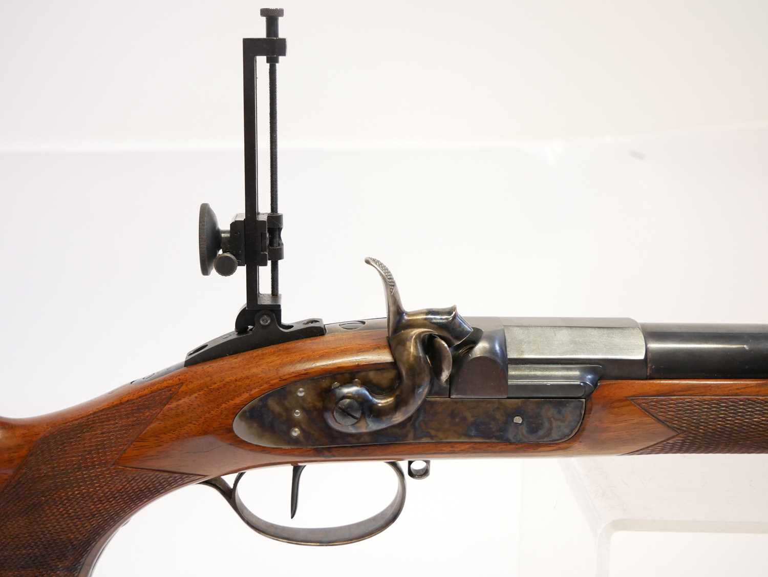 .45 calibre percussion rifle, 35inch Pedersoli marked heavy profile barrel with six groove - Image 6 of 15