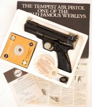 Boxed Webley Tempest .22 air pistol first model, in almost mint condition, 7inch barrel, with