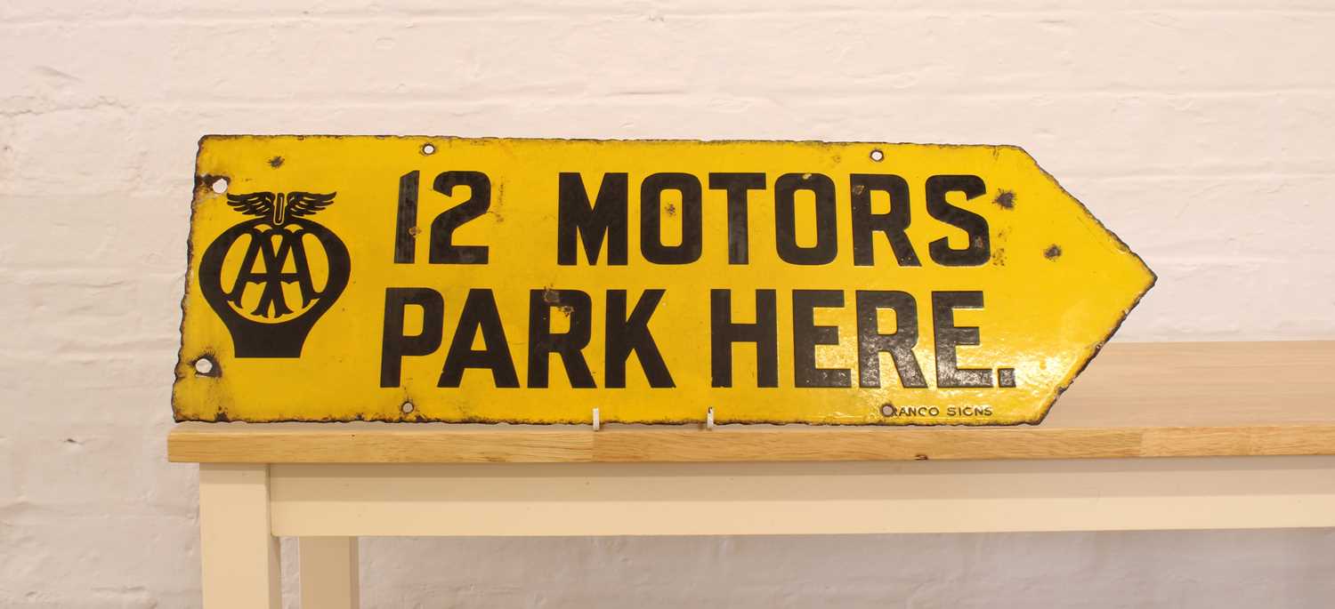 Franco Signs AA "12 Motors Park Here." Enamel Sign - Bild 2 aus 2