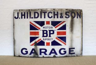 Motoring Interest, Large and Impressive Advertising Enamel Sign "BP" Motor Spirit