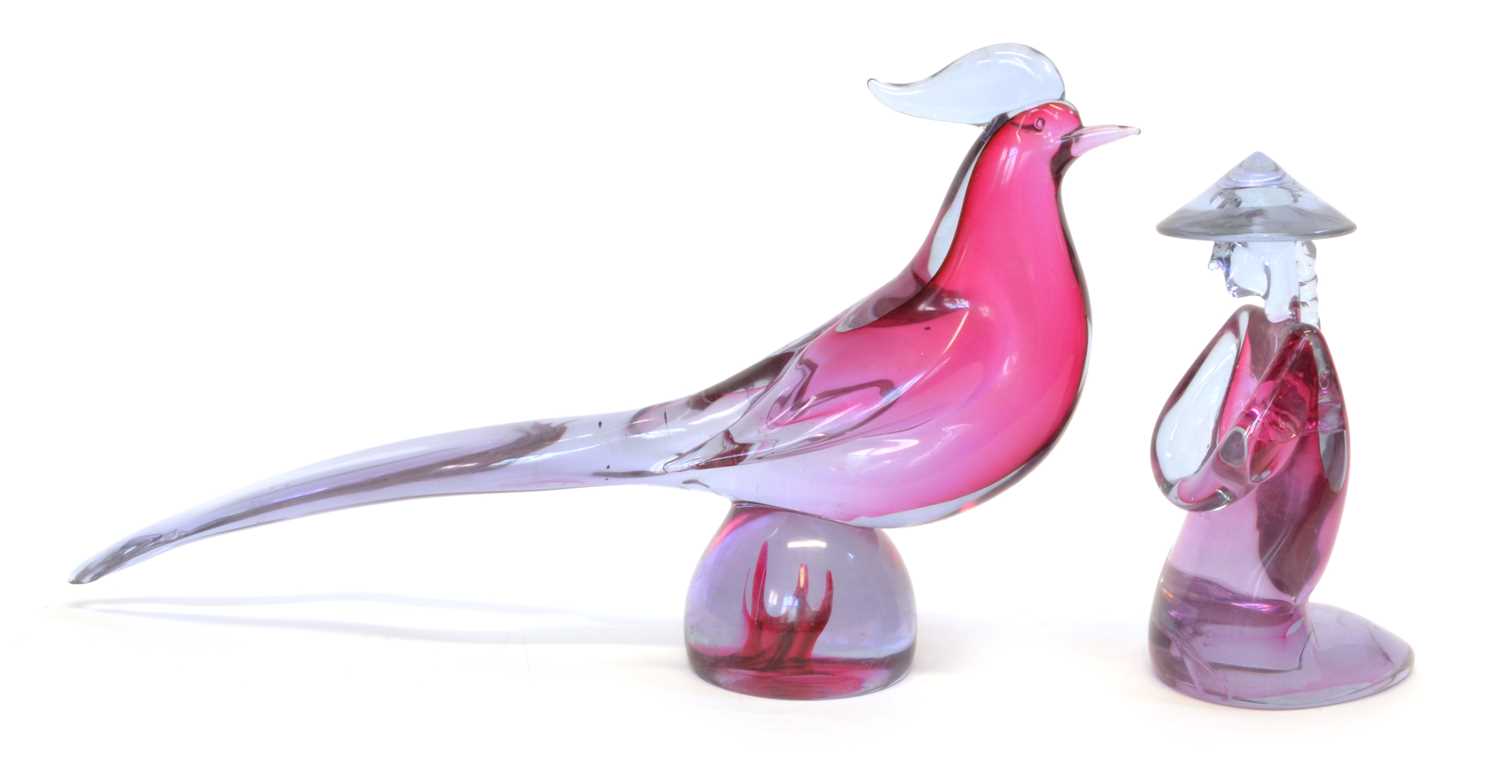 Archimede Seguso (Style of) Murano glass Bird and Oriental Figures