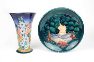 Moorcroft Trumpet Vase and Landscape Plate
