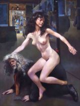 Robert Oscar Lenkiewicz (British 1941-2002) "The Painter with Louise Courtnell"