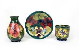 Moorcroft "Hibiscus" Vase, Jardiniere and Bowl