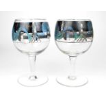 Vedar (Vetri Della Arte) Pair of Italian Art Deco Clear Glass Goblets