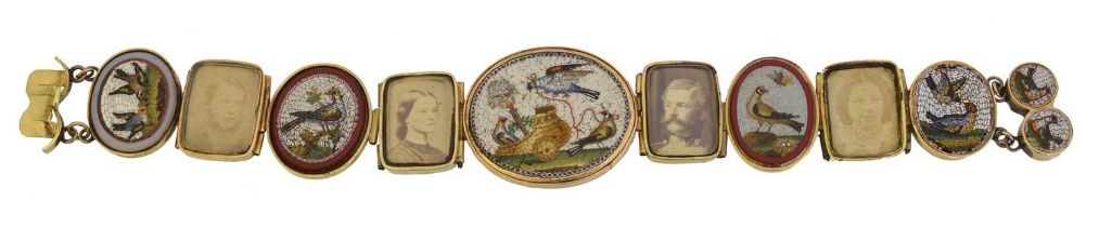A fine Victorian Grand Tour micro mosaic bracelet.