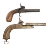 Two double barrel pistols for restoration, including a 70 bore double barrel percussion pistol,