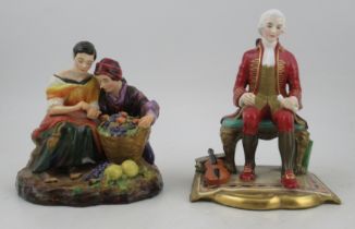 Reg Johnson, two porcelain figures, Fruit Sellers and Mozart Condition Report: Both models are in