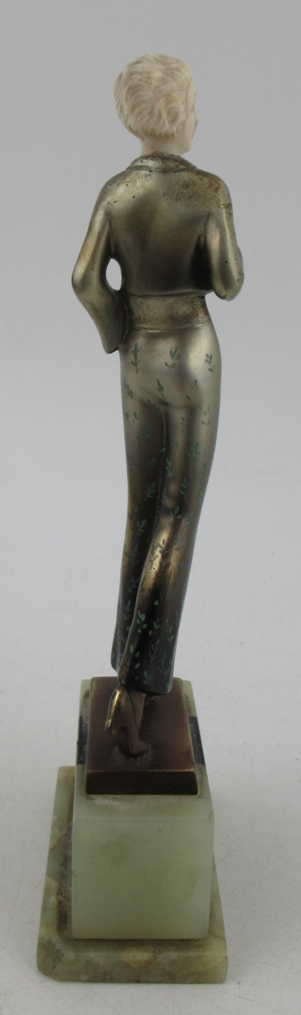 Lorenzl, a patinated bronze and ivorine figure, of a stylish Art Deco woman, signed to bronze - Image 7 of 7