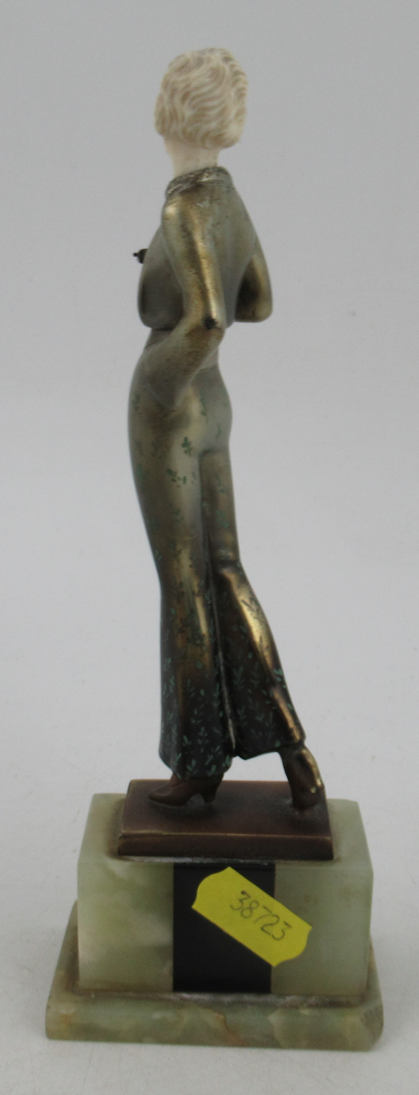 Lorenzl, a patinated bronze and ivorine figure, of a stylish Art Deco woman, signed to bronze - Image 5 of 7