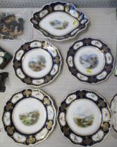 A set of four 19th century Royal Worcester plates, and matching dish, all decorated with different