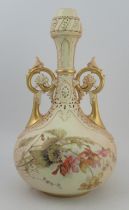 A Royal Worcester blushed ivory vase, in the Persian style, part pierced body, shape No. 1199,