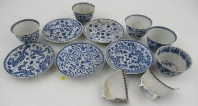 Six Chinese porcelain tea bowls, and five saucers, all af, two badly damaged  Condition Report: