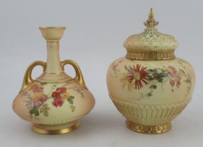 A Royal Worcester blush ivory crown top pot pourri, with associated inner cover and restored