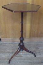 A mahogany tripod table, with hexagonal top, diameter 14.5ins