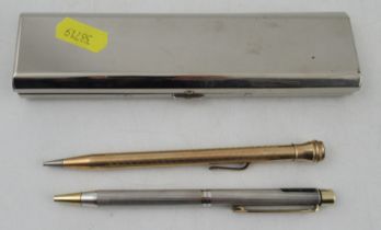 A Shaeffer 925 sterling silver ballpoint pen, together with an Eversharp gold plated propelling