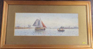 Warren Yernon, watercolour, On the Rhine, 8ins x 22ins