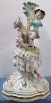 A 19th century Meissen figural base, for a centre piece, formed as a mother and child, the base