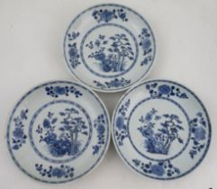 Three Chinese saucer dishes, decorated with foliage, diameter 9ins  Condition Report: Two plates