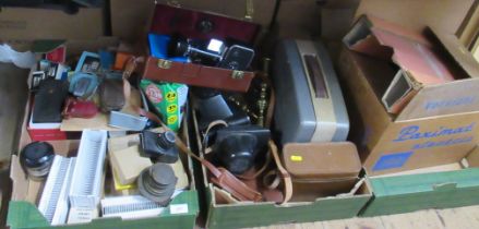 A collection of cameras, camera equipment to include Orion, Bolex Paillard cine camera, projectors