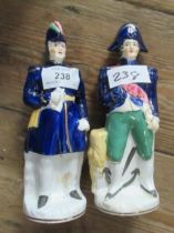 Two Staffordshire figures, Nelson and a naval officer, height 7ins Condition Report: General rubbing