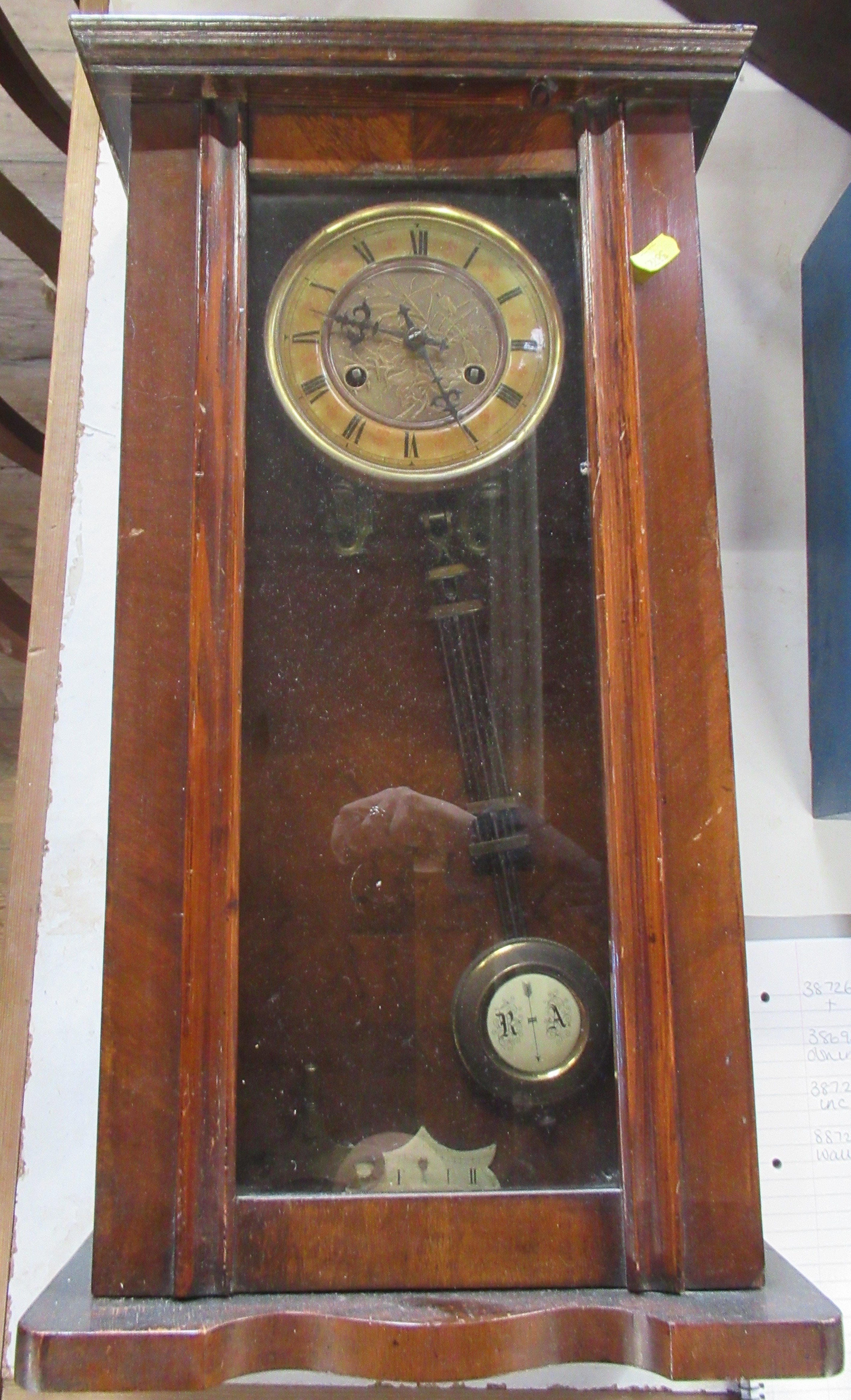 A mahogany cased Vienna style wall clock