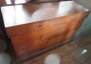 A 19th century folio chest, with rising lid, width 31ins, height 45ins