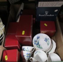 A collection of boxed Spode china, Royal Doulton Balloon seller figure and Windsor china
