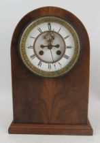 A 19th century mahogany cased mantel clock, with striking movement, height 12.5ins