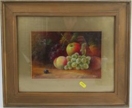 JHL Lewis, oil still life, study of grapes, apples and plums, 6.5ins x 9.75ins