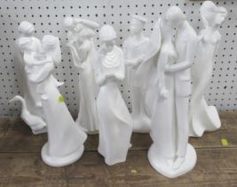Seven Royal Doulton white figures