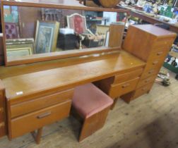 A 20th century retro dressing table, 61ins x 16.5ins, height 46ins, together with dressing table