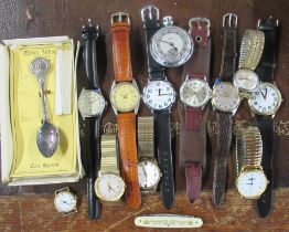A collection of wrist watches, a pocket watch etc
