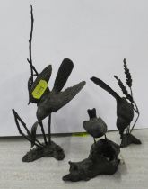 Three metal models of birds, height 8ins and down