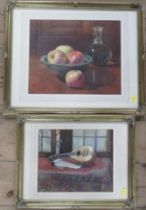 E Sherrard Kennedy, two watercolours, Gas Light Study in Still life and a Mandolin with music on a